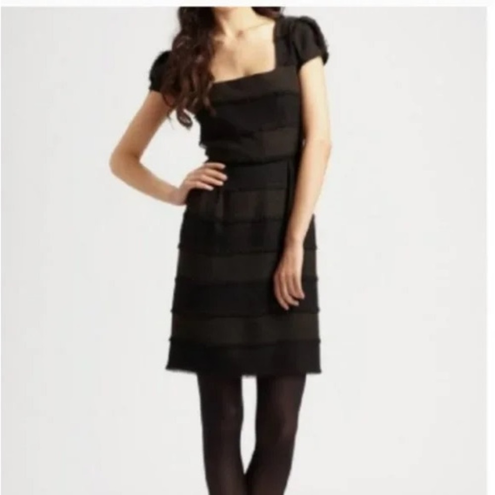 Nanette Lepore Catch Me Fringed dress black cocktail dress size 10 - Picture 3 of 16